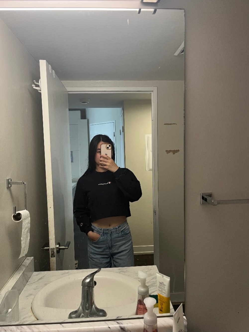 Champion Long Sleeve, Black, S